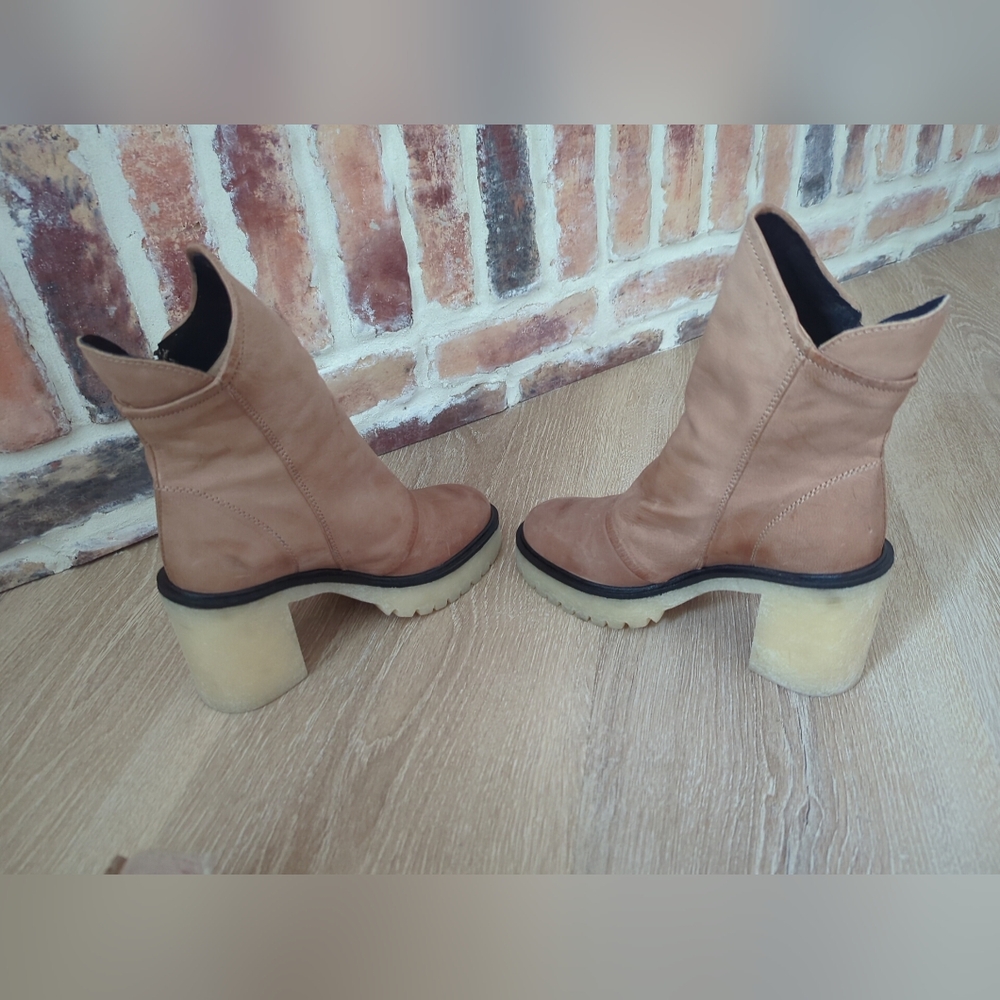 NEW Free People Zip Jack Leather Slouch Bootie Spiced Chai Org. $198 - Picture 10 of 15